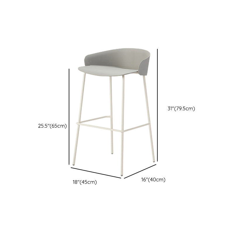 Contemporary Bucket Low Back Armless Bar Stools with White Metal Base