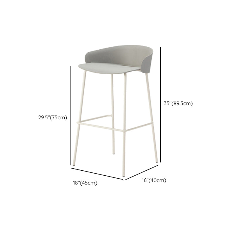 Contemporary Bucket Low Back Armless Bar Stools with White Metal Base