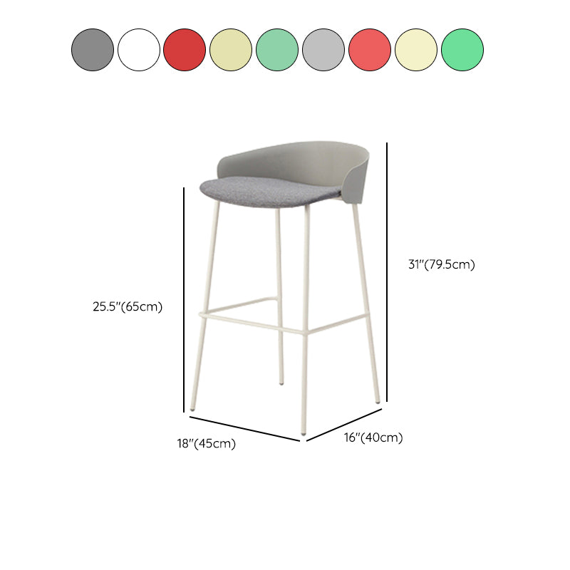 Contemporary Bucket Low Back Armless Bar Stools with White Metal Base