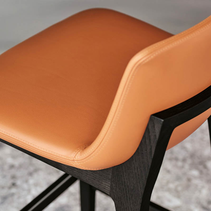 Contemporary 38.5-inch Armless Bar Stool with Solid Wood Base