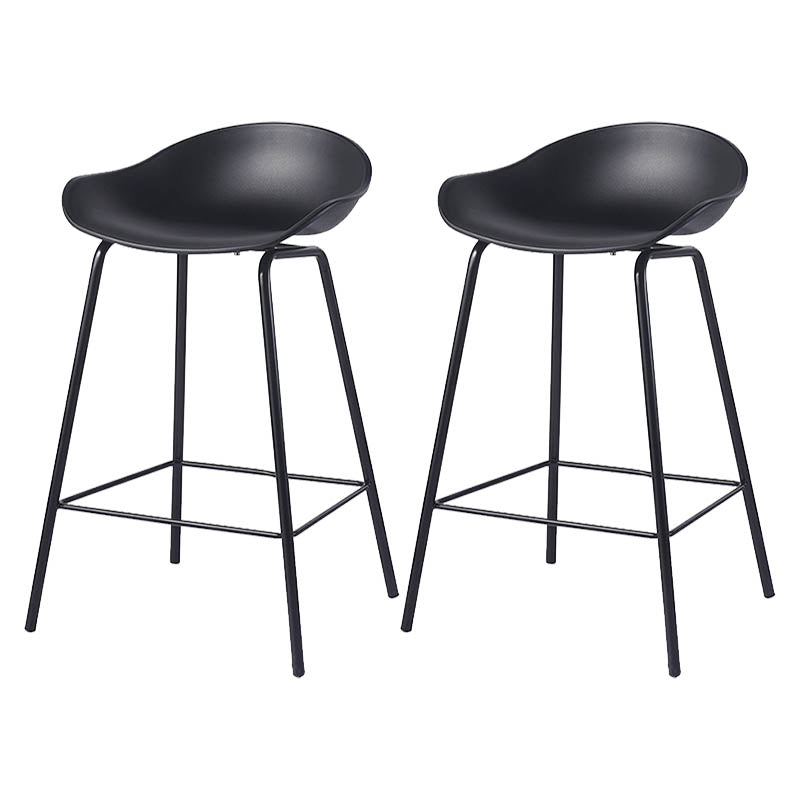 Contemporary Bucket Low Back Plastic Bar Stools with Metal Base