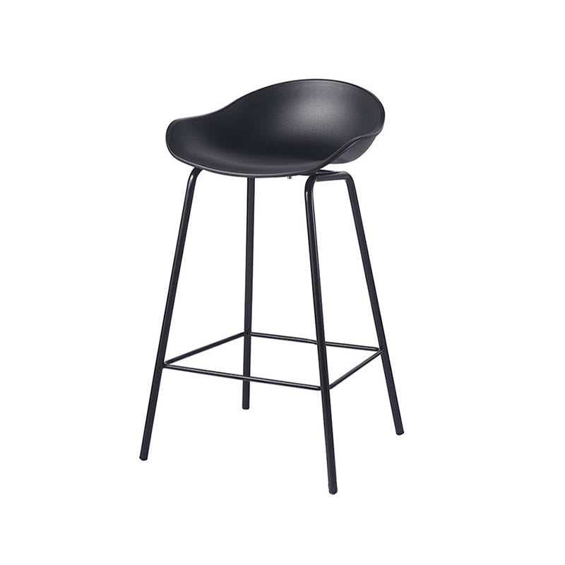 Contemporary Bucket Low Back Plastic Bar Stools with Metal Base