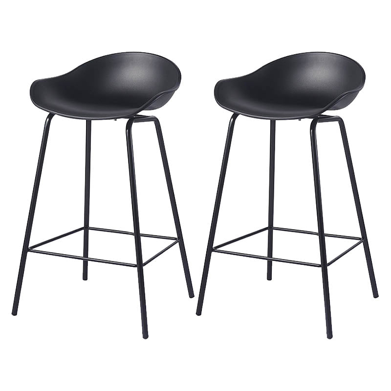 Contemporary Bucket Low Back Plastic Bar Stools with Metal Base