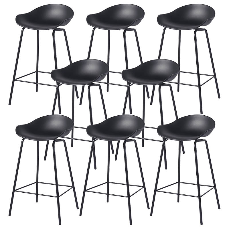 Contemporary Bucket Low Back Plastic Bar Stools with Metal Base