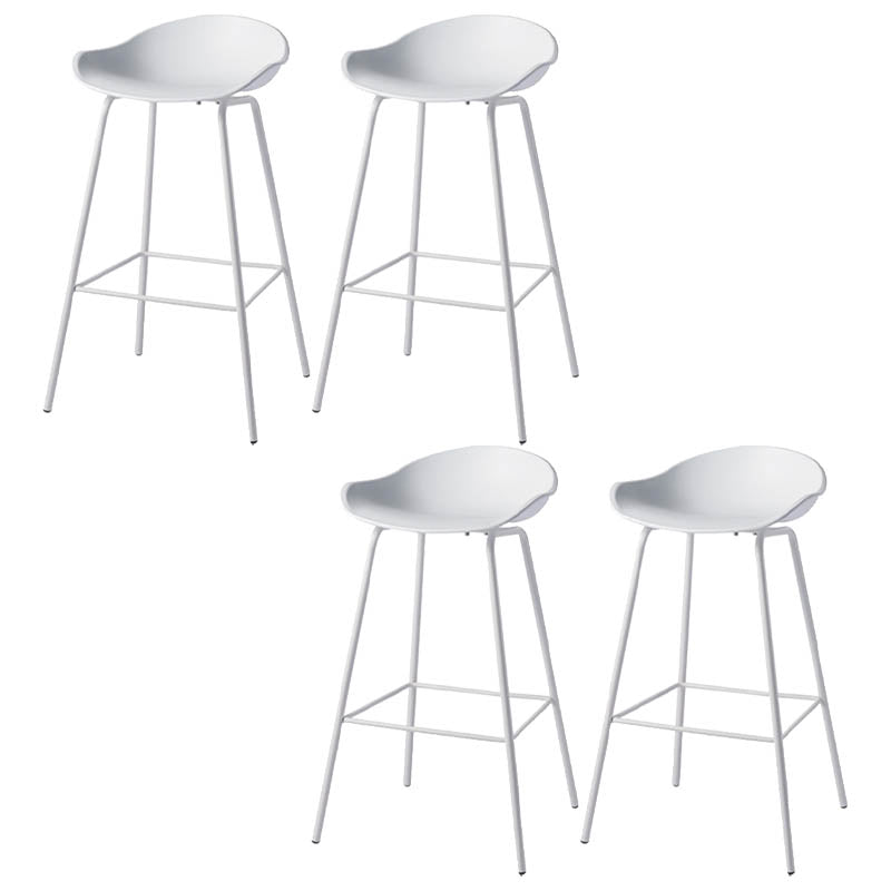 Contemporary Bucket Low Back Plastic Bar Stools with Metal Base