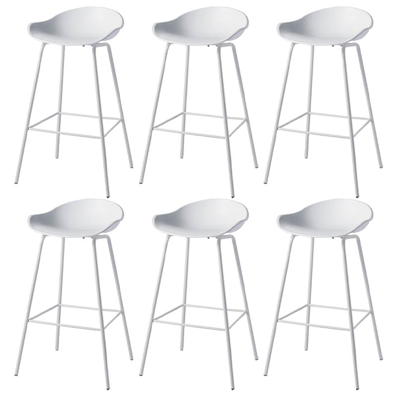 Contemporary Bucket Low Back Plastic Bar Stools with Metal Base
