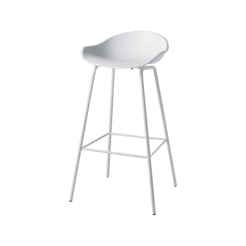 Contemporary Bucket Low Back Plastic Bar Stools with Metal Base