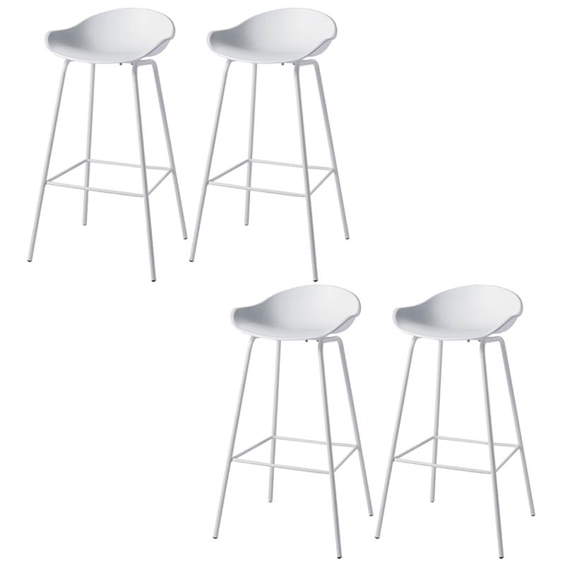 Contemporary Bucket Low Back Plastic Bar Stools with Metal Base