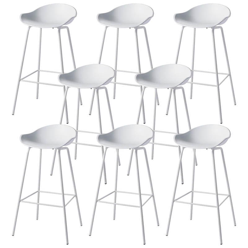 Contemporary Bucket Low Back Plastic Bar Stools with Metal Base