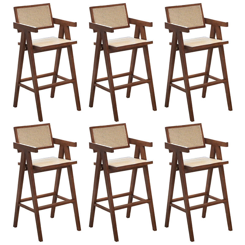 Contemporary 43.3-inch Armed Bar Stools with Solid Wood Base