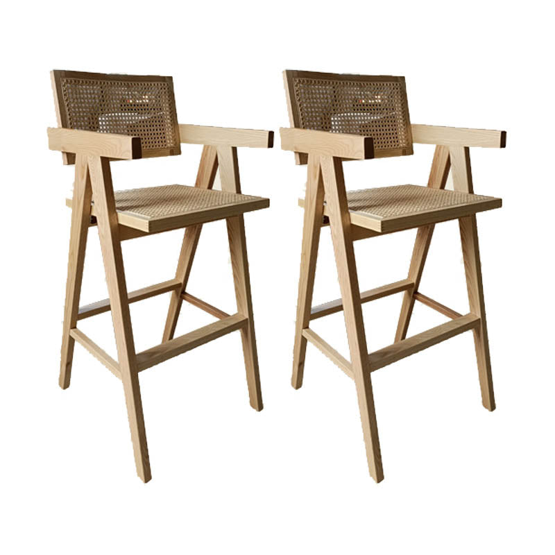 Contemporary 43.3-inch Armed Bar Stools with Solid Wood Base