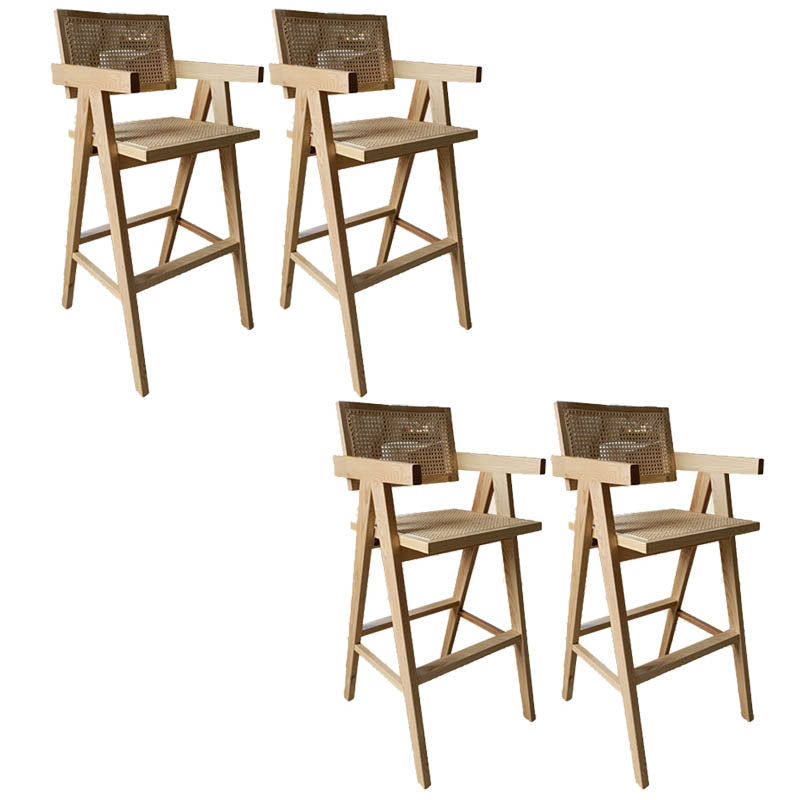 Contemporary 43.3-inch Armed Bar Stools with Solid Wood Base