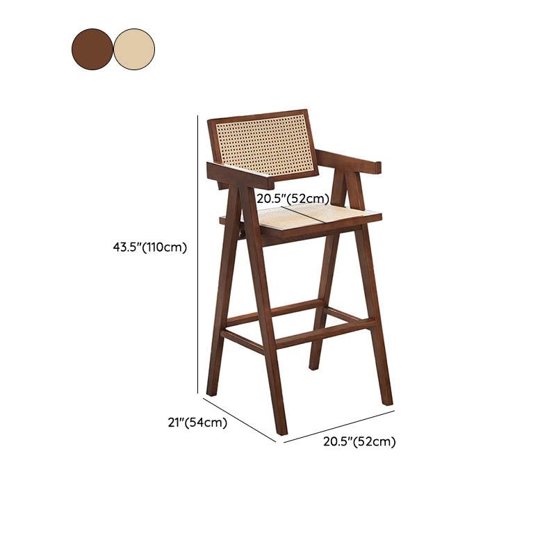 Contemporary 43.3-inch Armed Bar Stools with Solid Wood Base
