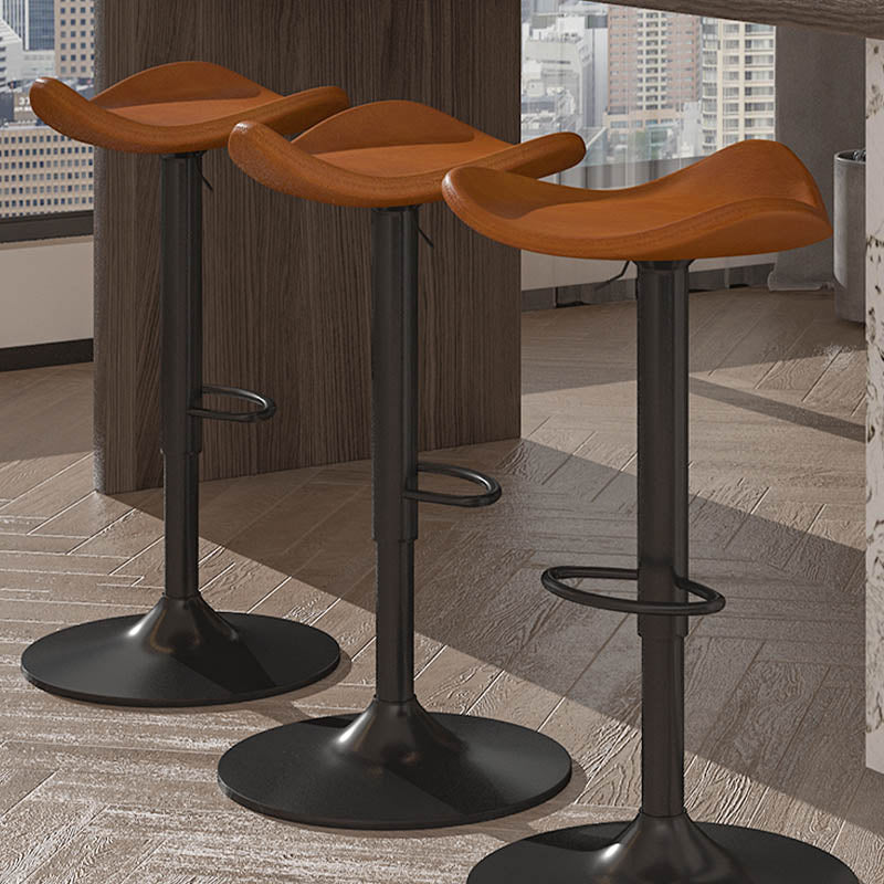 Saddle Seat Adjustable Height Swivel Armless Bar Stool with Footrest