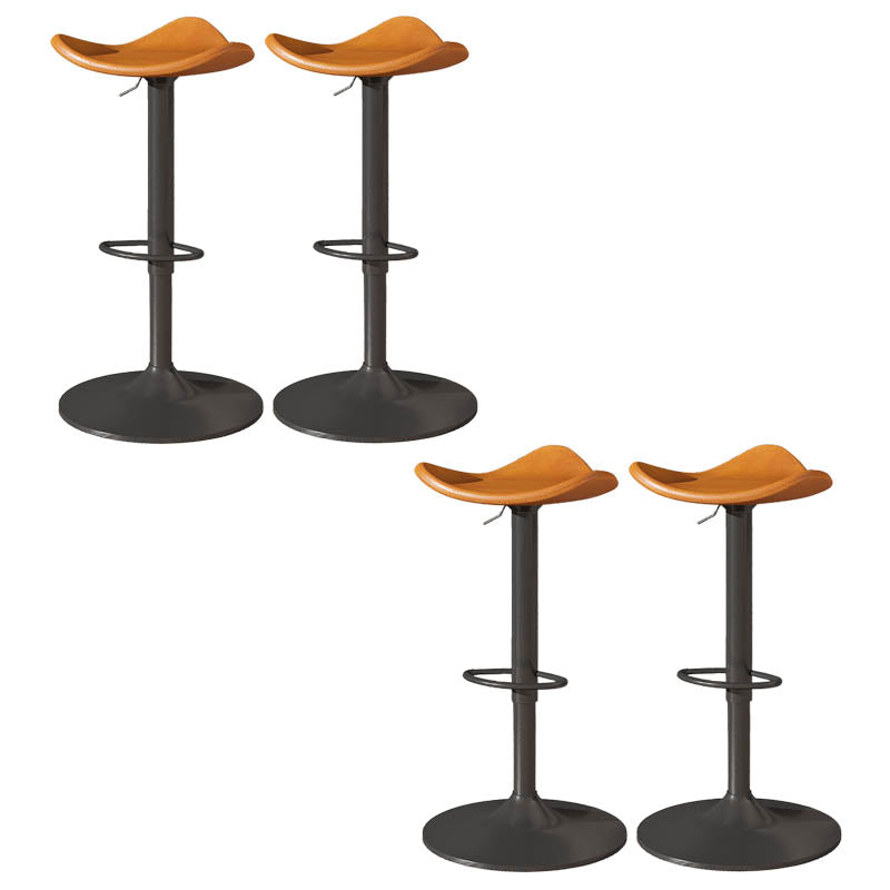 Saddle Seat Adjustable Height Swivel Armless Bar Stool with Footrest