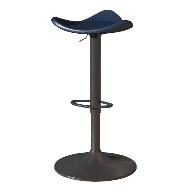 Saddle Seat Adjustable Height Swivel Armless Bar Stool with Footrest