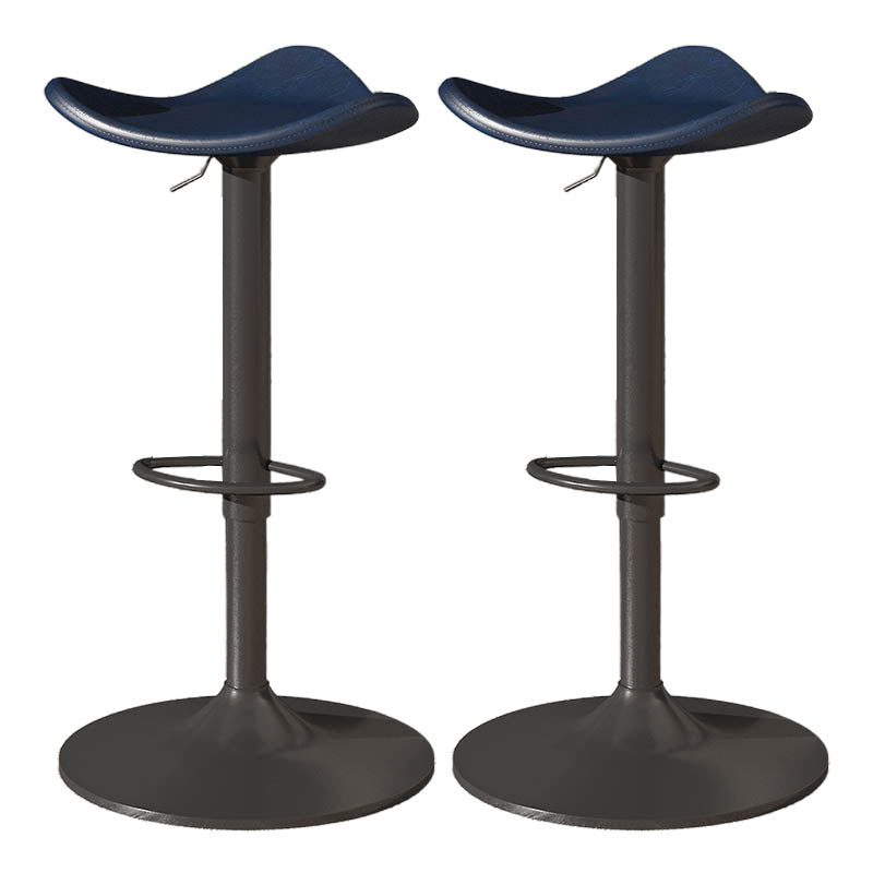 Saddle Seat Adjustable Height Swivel Armless Bar Stool with Footrest