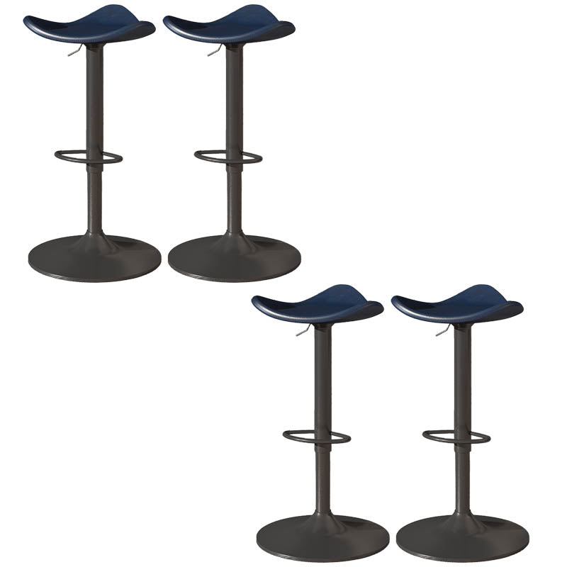Saddle Seat Adjustable Height Swivel Armless Bar Stool with Footrest