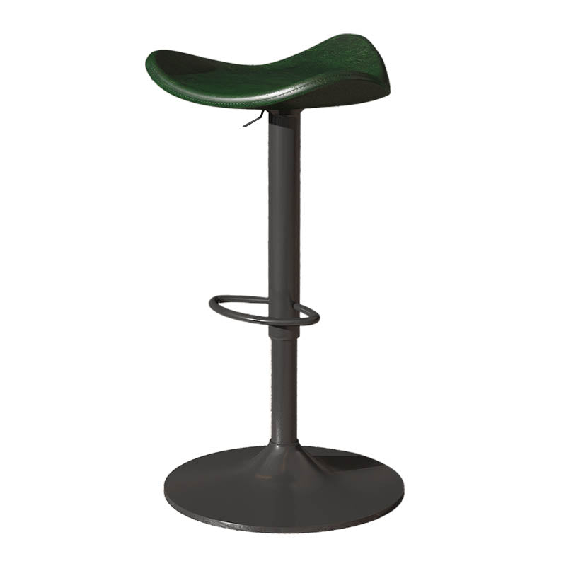 Saddle Seat Adjustable Height Swivel Armless Bar Stool with Footrest