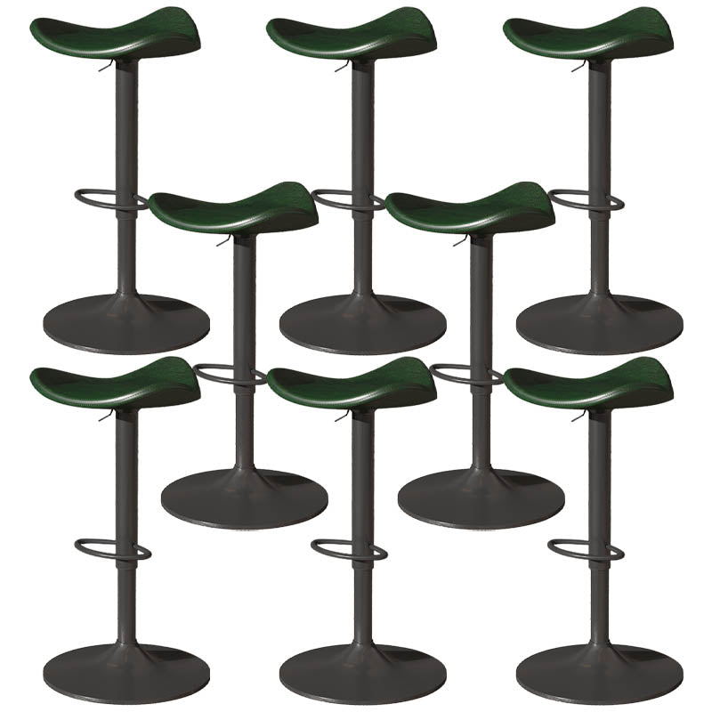 Saddle Seat Adjustable Height Swivel Armless Bar Stool with Footrest
