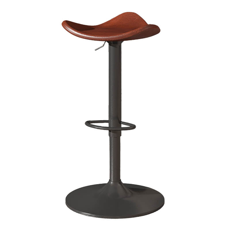 Saddle Seat Adjustable Height Swivel Armless Bar Stool with Footrest