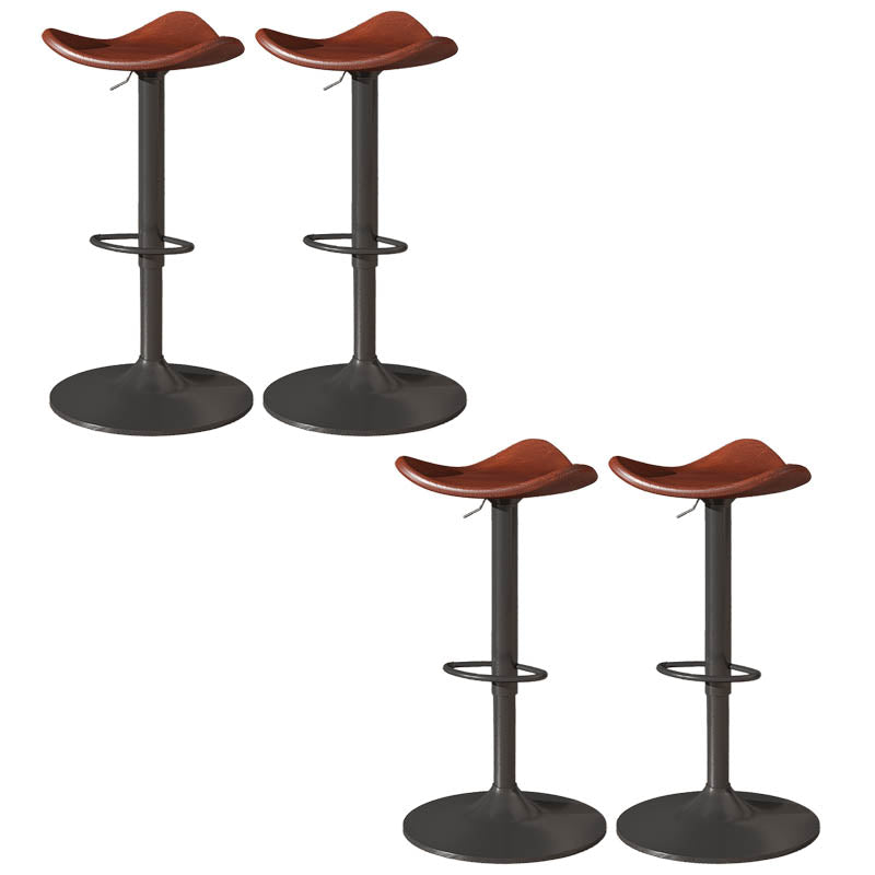 Saddle Seat Adjustable Height Swivel Armless Bar Stool with Footrest