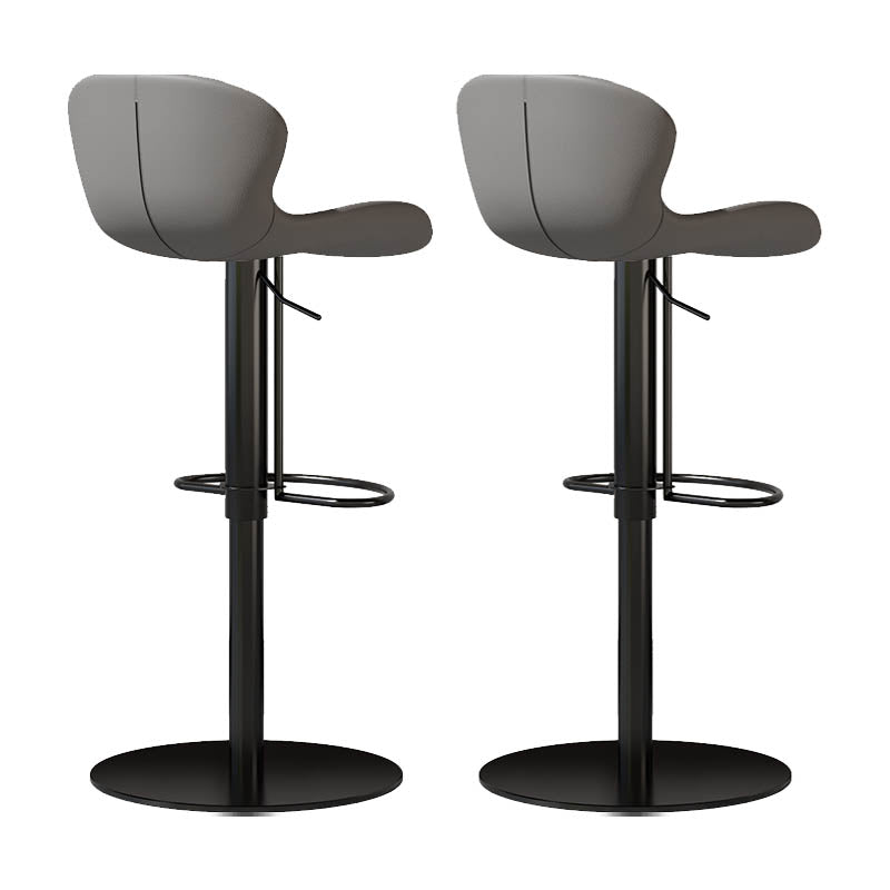 Contemporary Style Adjustable Backrest Counter Stool with Leather Cushion