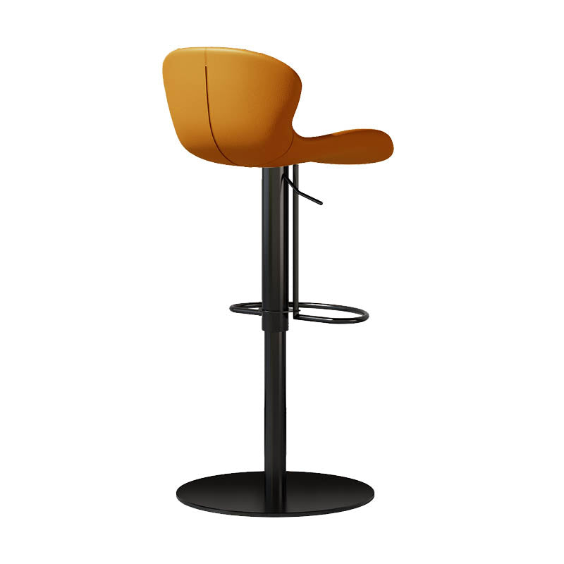 Contemporary Style Adjustable Backrest Counter Stool with Leather Cushion