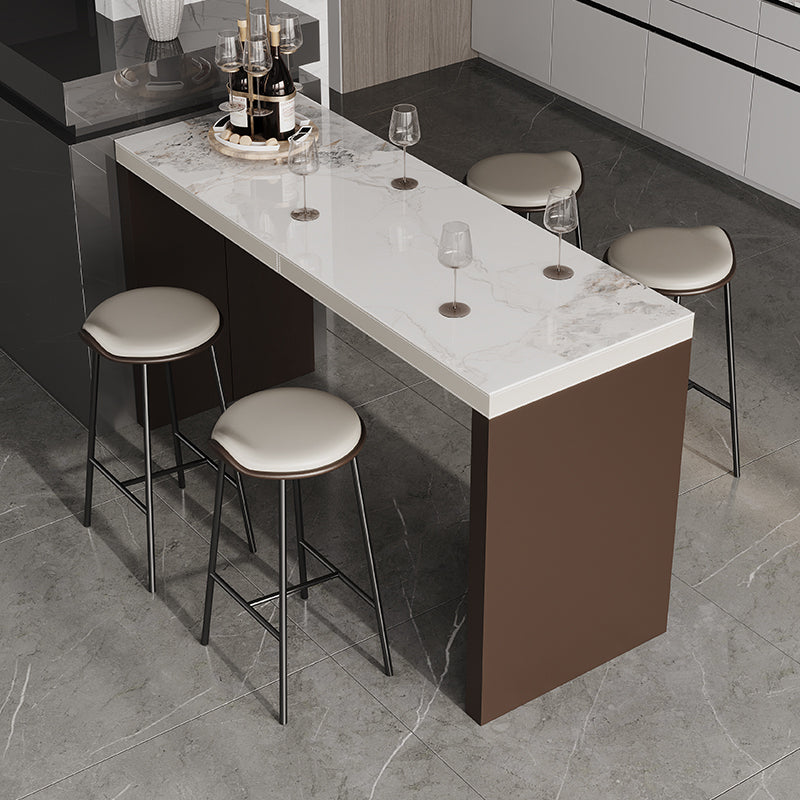 1/5 Pieces Modern Rectangle Sintered Stone Top Counter Table with High Stools