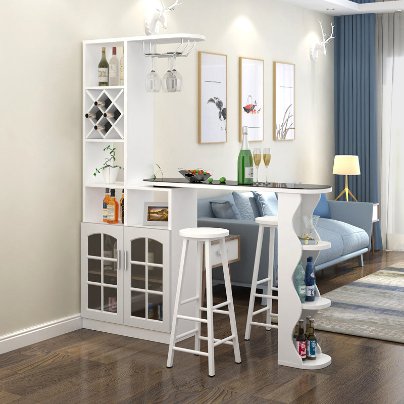 Contemporary Bar Stool and Table Set, Wood 3 Pieces for Living Room