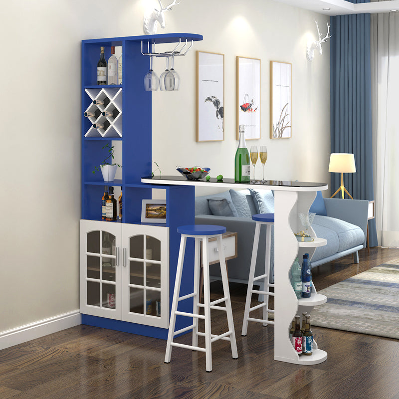 Contemporary Bar Stool and Table Set, Wood 3 Pieces for Living Room