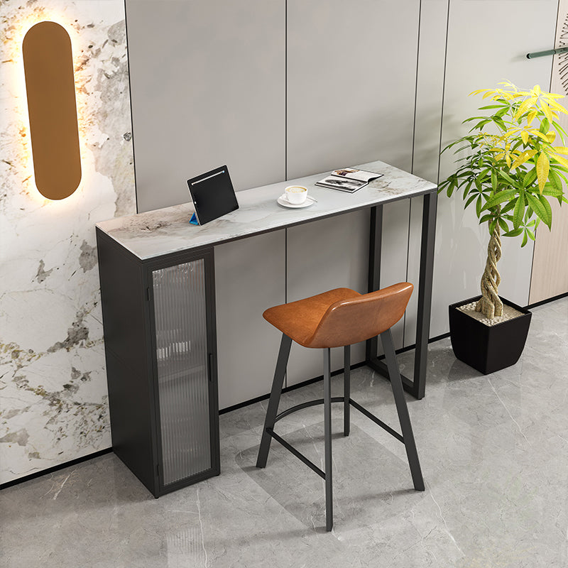 1/5 Pieces Modern Rectangle Sintered Stone Counter Table with High Stools