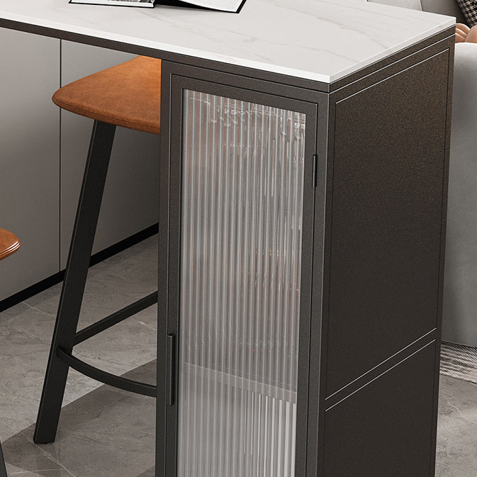 1/5 Pieces Modern Rectangle Sintered Stone Counter Table with High Stools