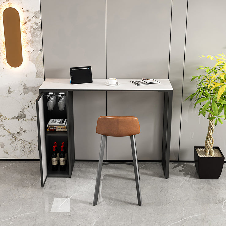 1/5 Pieces Modern Rectangle Sintered Stone Counter Table with High Stools