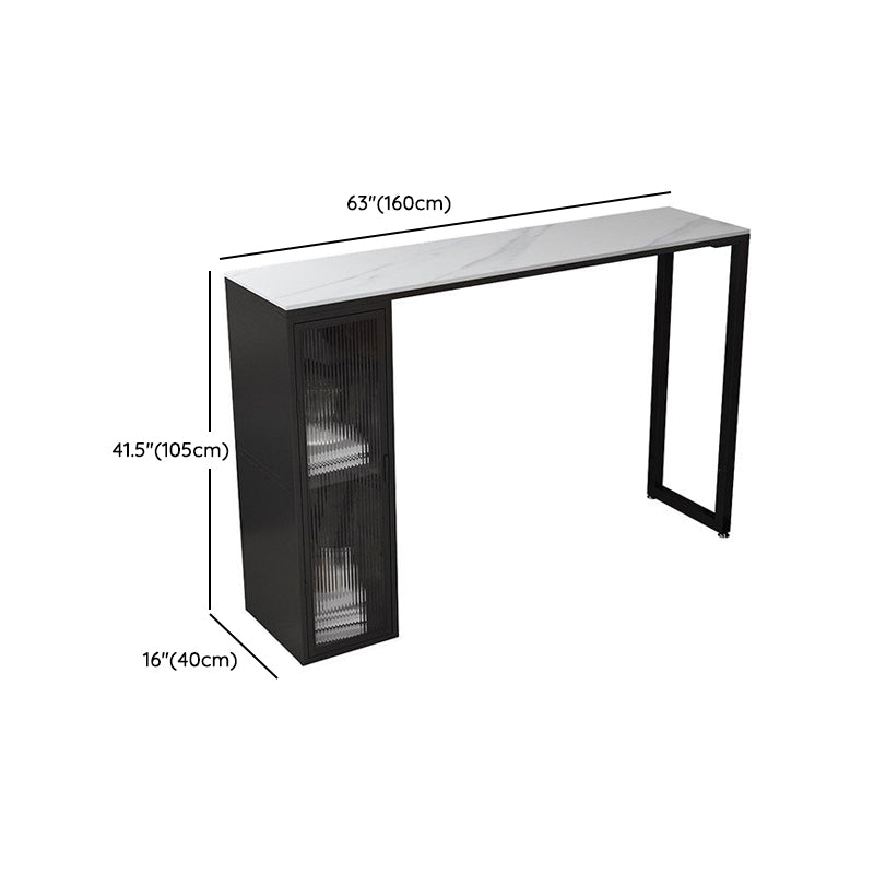 1/5 Pieces Modern Rectangle Sintered Stone Counter Table with High Stools