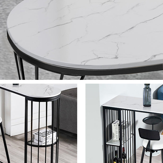 1/3 Pieces Modern Rectangle Sintered Stone Counter Table with High Stools