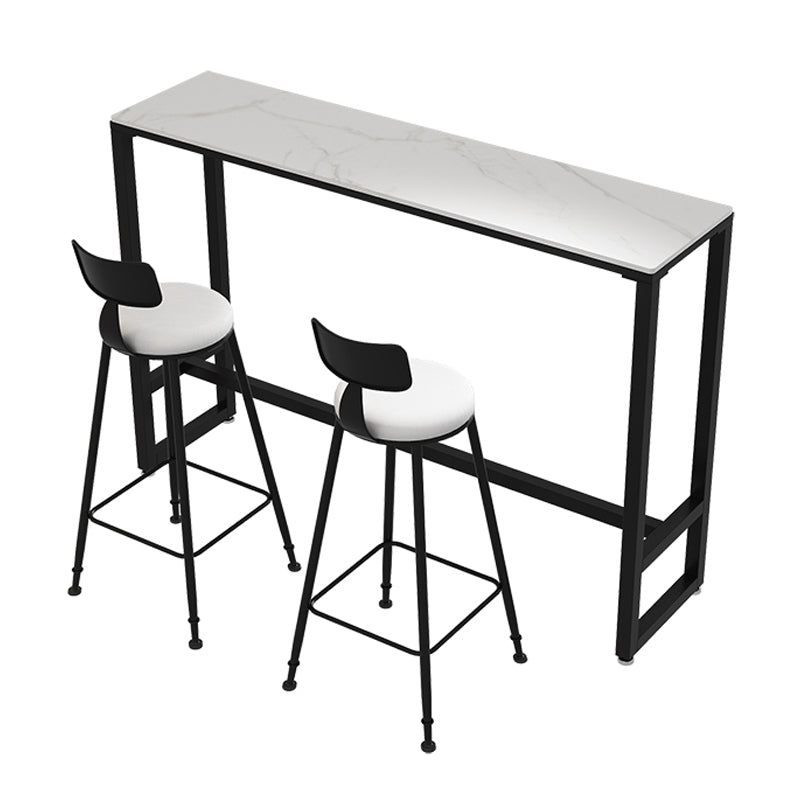 1/3/5 Pieces Modern Rectangle Sintered Stone Counter Table with High Stools