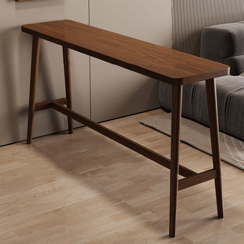 Contemporary Style Rectangle Solid Wood Bar Stool Table for Living Room