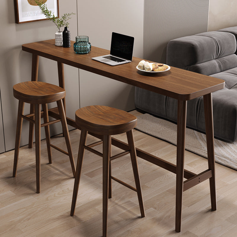 Contemporary Style Rectangle Solid Wood Bar Stool Table for Living Room