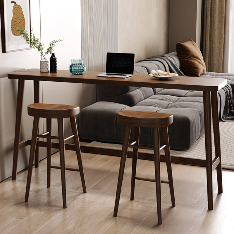 Contemporary Style Rectangle Solid Wood Bar Stool Table for Living Room