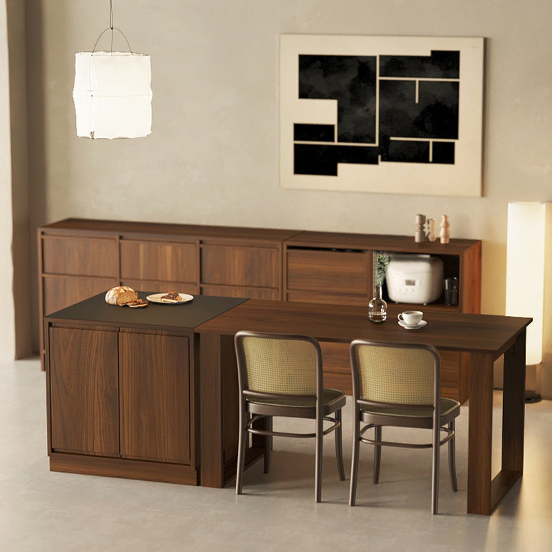 Contemporary Brown Walnut Kitchen Island Table for Dining Room