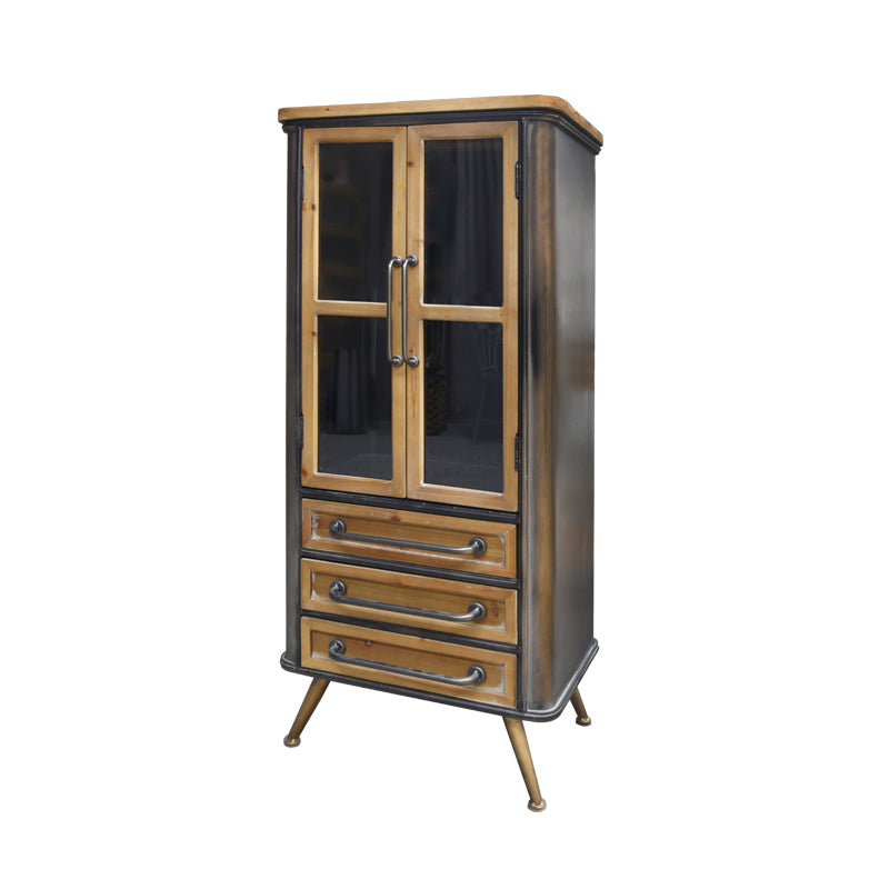 Traditional Solid Wood Display Cabinet in Brown for Dining Room