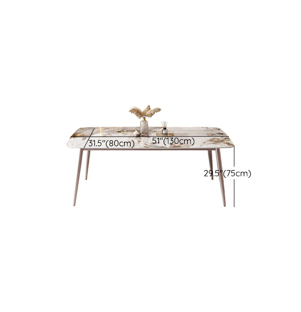 Modern White Stone Rectangular Kitchen Dining Table for Dining Hall