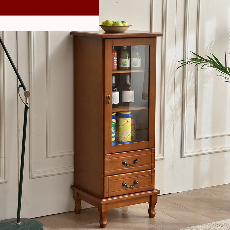 Matte Finish Wooden Floor Wine Holder with Storage for Dining Room