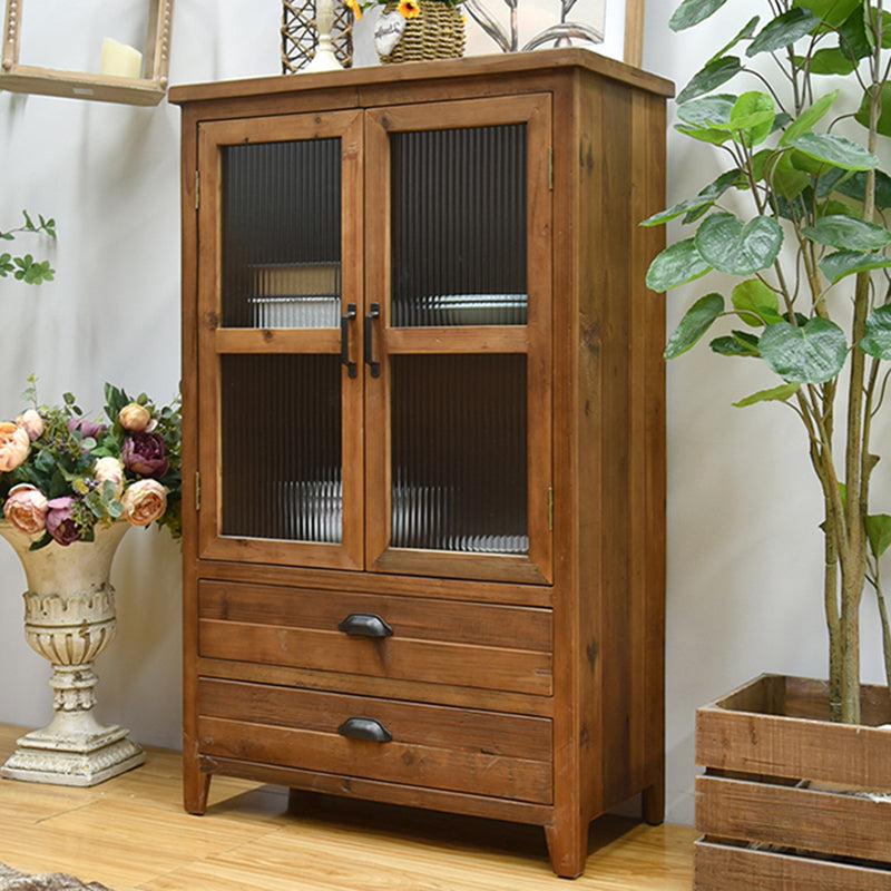 Traditional Old Style Solid Wood Display Cabinet for Living Room