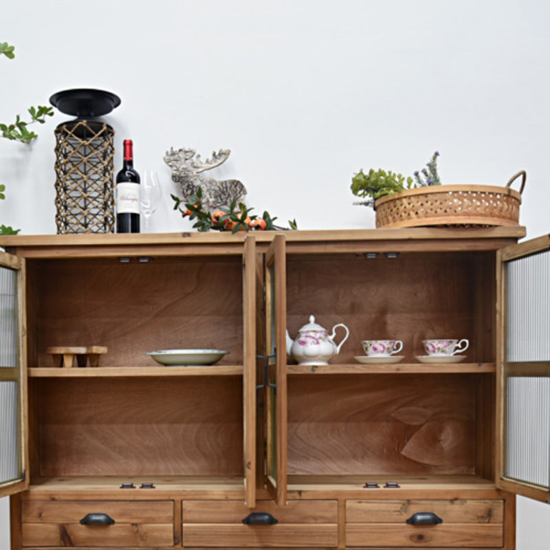 Traditional Old Style Solid Wood Display Cabinet for Living Room