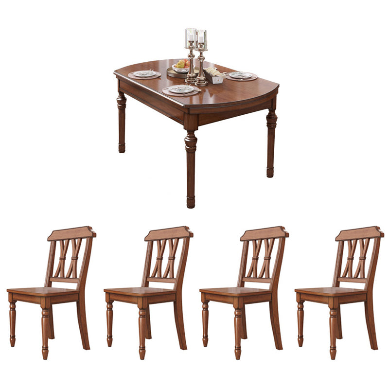 5/7 Pieces Rustic Style Solid Wood 4 Legs Dining Set for Home