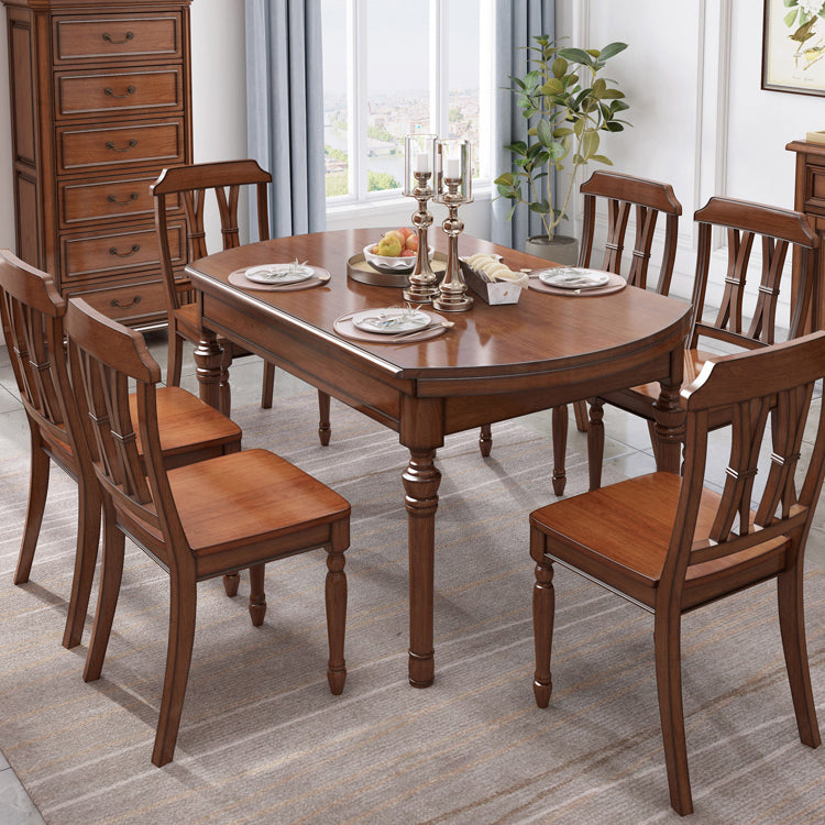 5/7 Pieces Rustic Style Solid Wood 4 Legs Dining Set for Home
