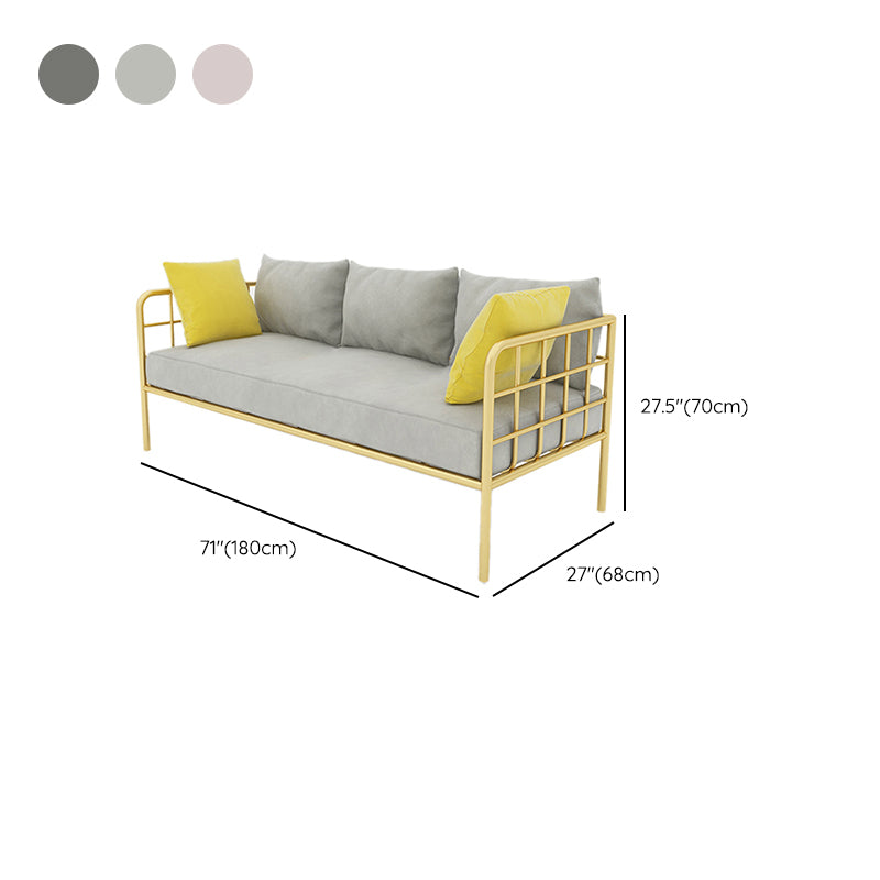 Contemporary Metal Frame Velvet Square Arm Sofa For Living Room