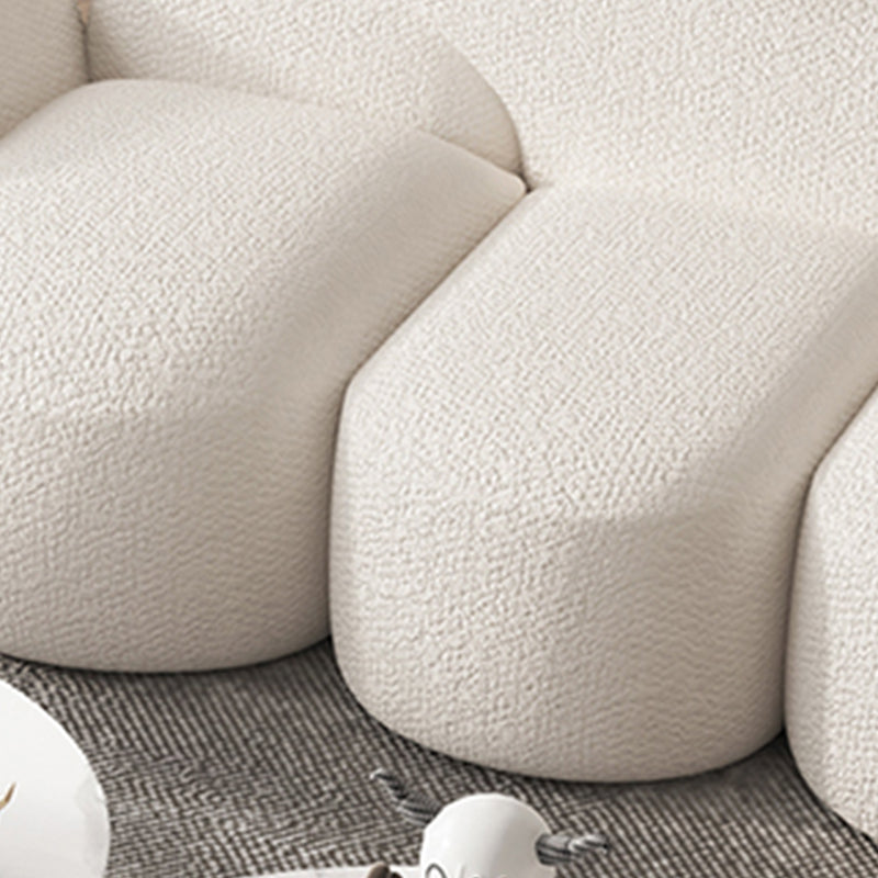 Scandinavian 29.92" Wide Wool Wood Frame Sofa in White For Living Room